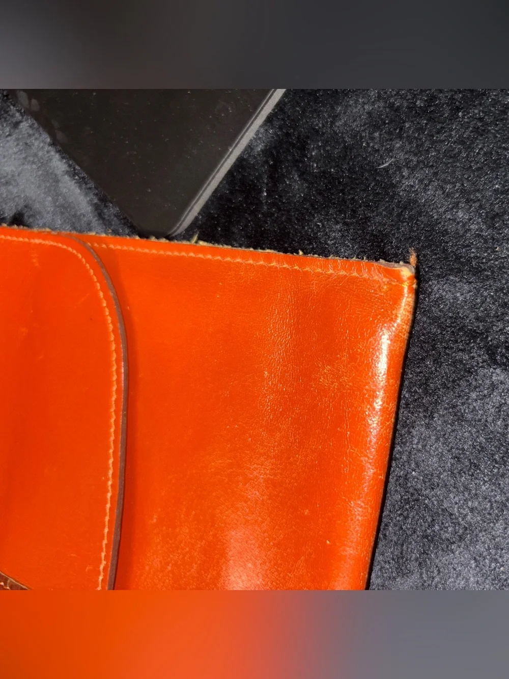 Vintage David Mehler for DAME Snakeskin Leather Orange Envelope Clutch